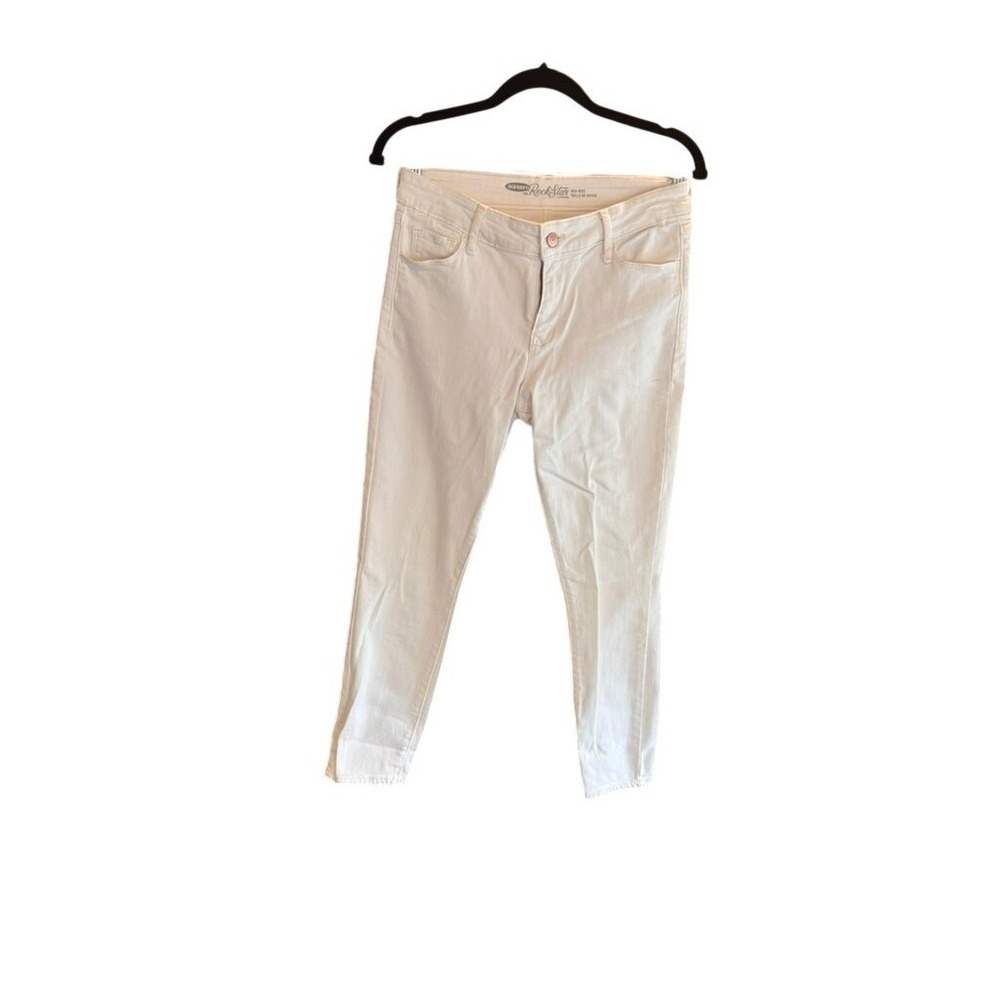 Old Navy Rockstar Mid-Rise Skinny Jeans White Denim Size 6 Regular